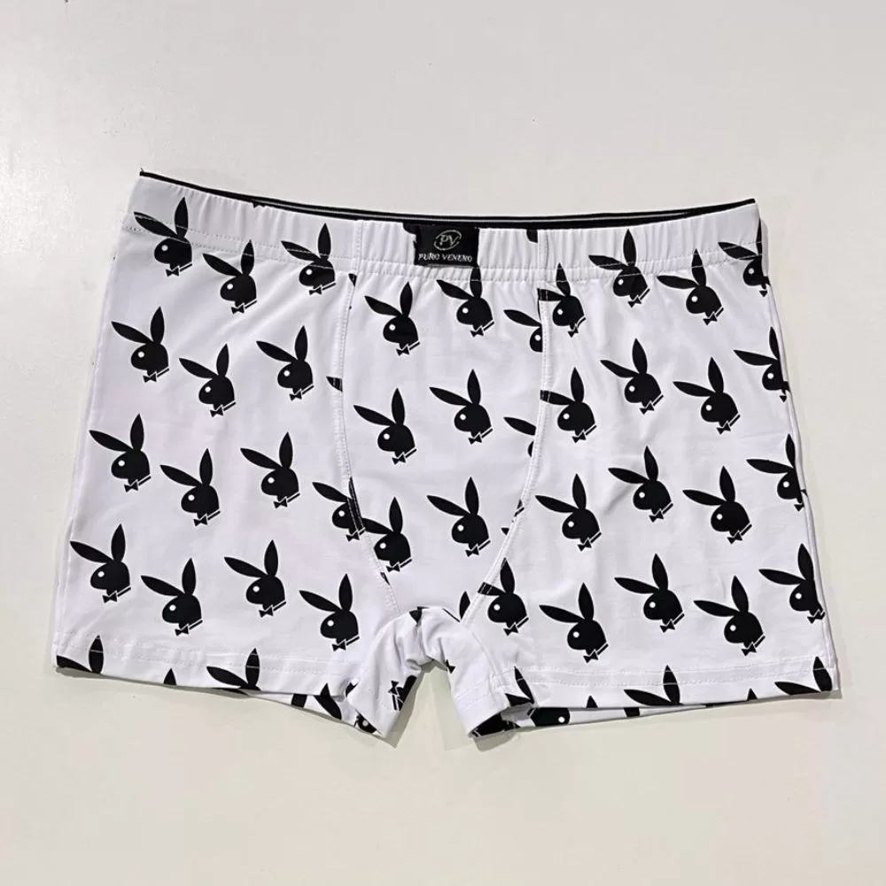 Cueca Microfibra de Poliamida Estampada Puro Veneno - Branca Playboy Preto  - Puro Veneno